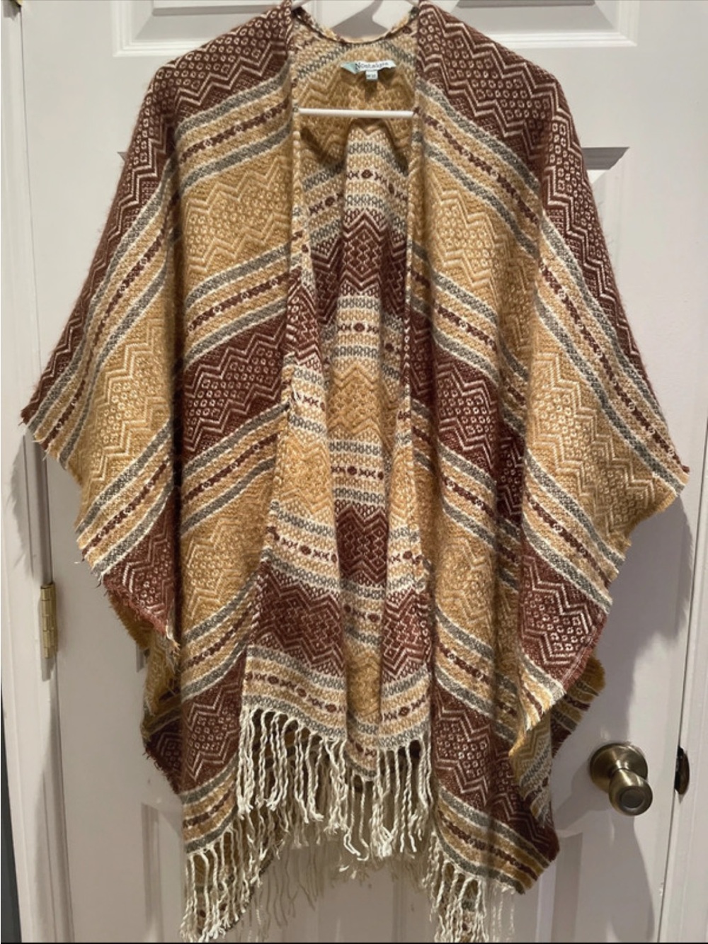 Nostalgia open front knit poncho blanket shawl one size